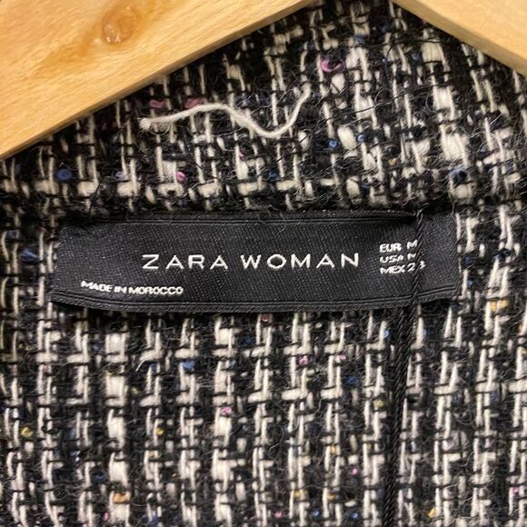 Zara Woman Long Sleeve Tweed Jacket. Multicolor. Medium. Dark Academia. Chic. - Picture 9 of 16